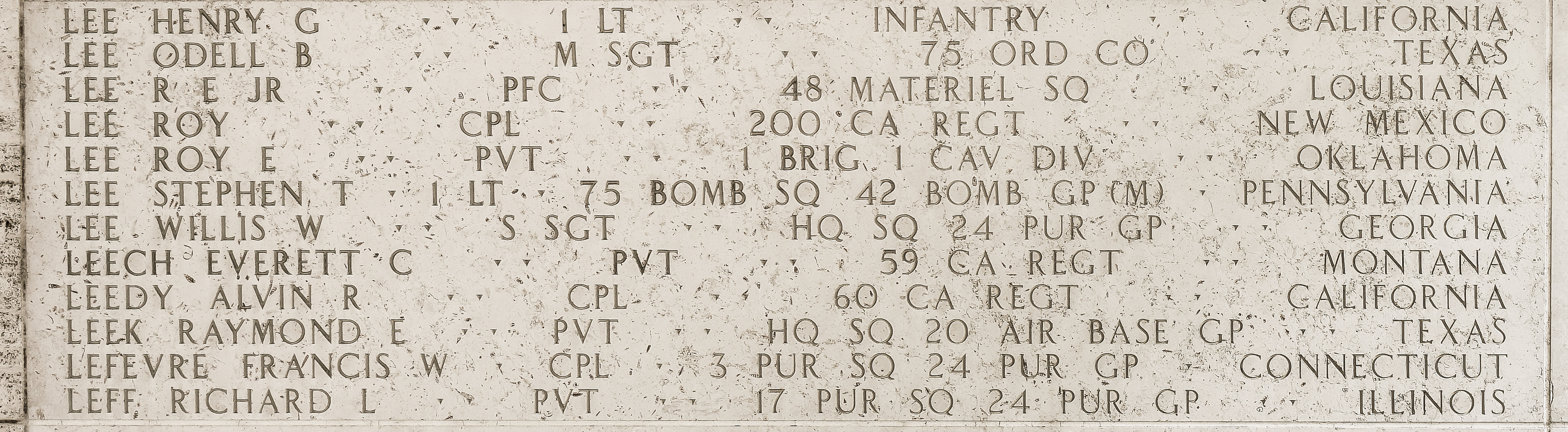 Stephen T. Lee, First Lieutenant